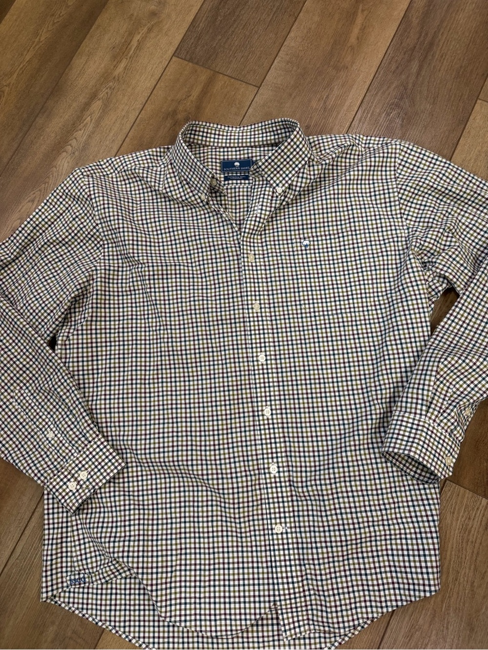 The Southern Shirt Company Men’s Button-Down Shirt - Blue, White & Brown Plaid